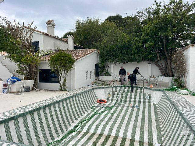 Boutique hotel swimming pool emptied during restoration works