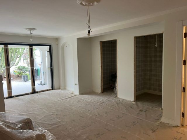 Boutique hotel guest suite prepared for its new interior finishes